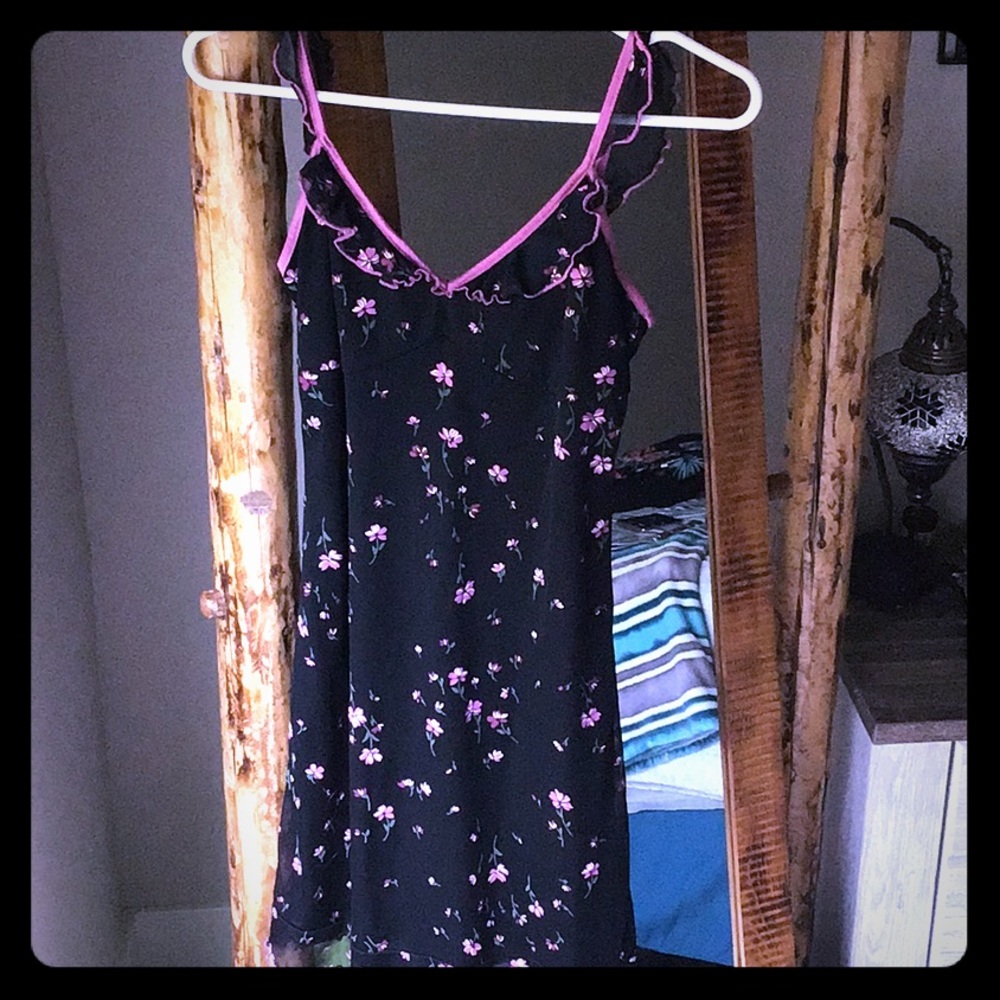 Black  Dress With Pink Flowers